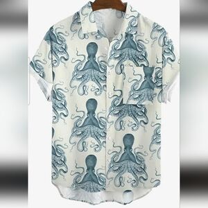 LightintheboxMen's White Octopus Print Button-Up Shirt